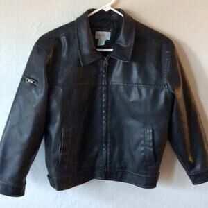 Black faux leather biker style jacket Size M